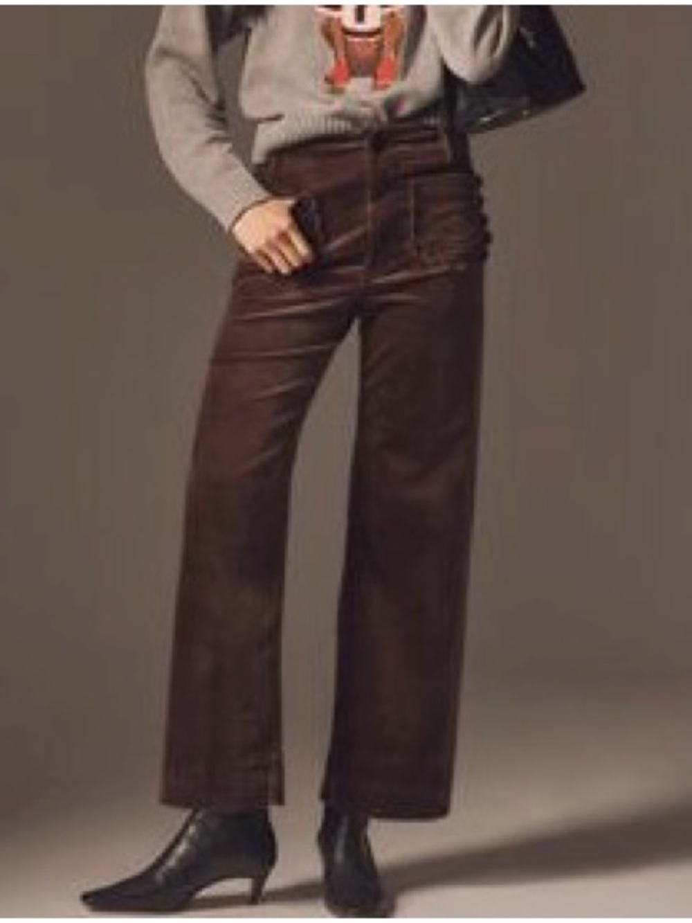 Maeve High-Rise Wide-Leg Pants in Dark Brown